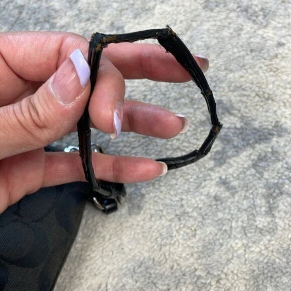 Coach Signature Zip Top Wristlet Pouch Monogram Black Dark Brown - Picture 11 of 16